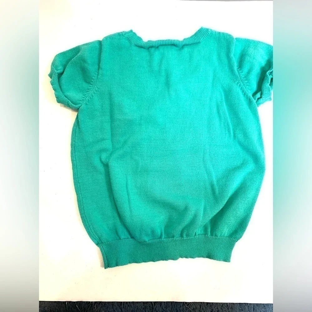 Girls Gymboree short sleeve embroidered green sweater size Small
